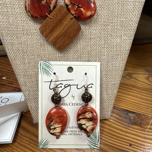 New, Organic Tagua Jewelry Earrings - Picture 1 of 1